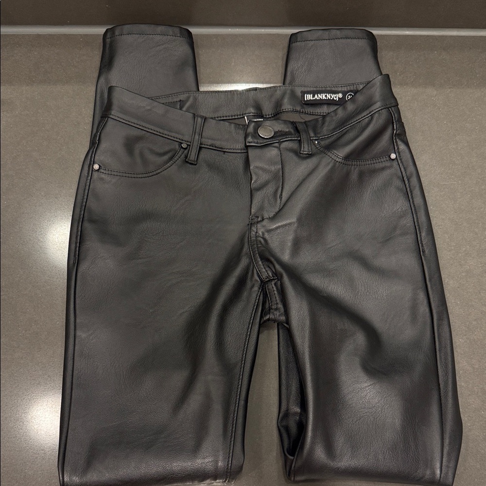 Blank NYC Jet Black Faux Leather Trousers